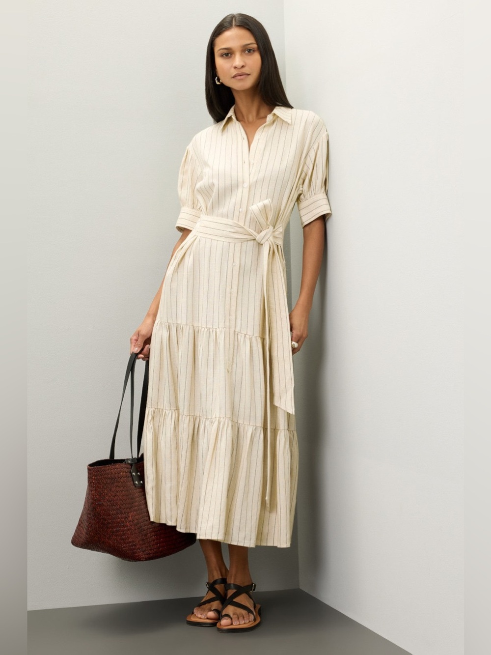 Marissa Webb Tie Waist Linen Dress Size 10